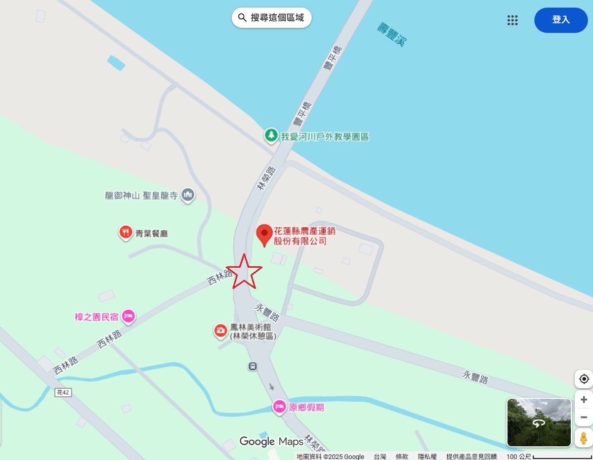 求尋114/07/07 18:11左右，行經林榮路 從豐平橋 往花蓮縣農產運銷方向的行車畫面